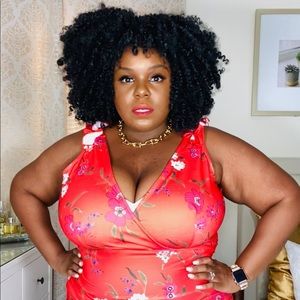 Red Floral Ruffle Strap Dress